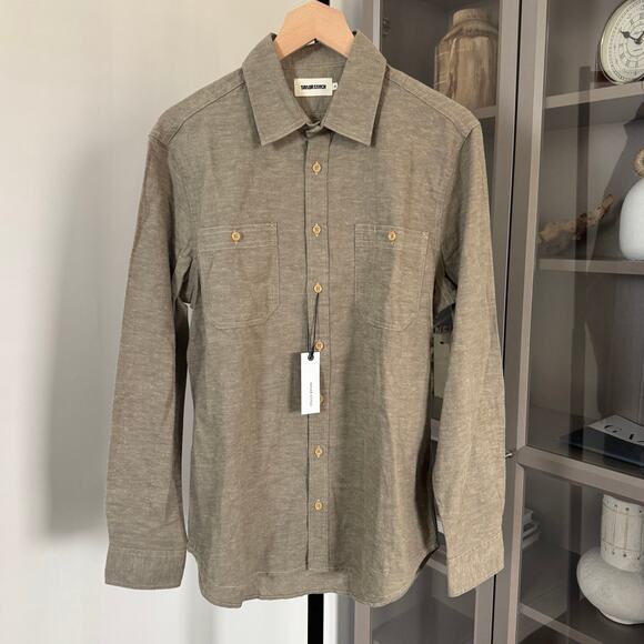 Taylor Stitch The Utility Shirt in Canteen Nep Green 38 NEW Organic Cotton Linen - Picture 2 of 7